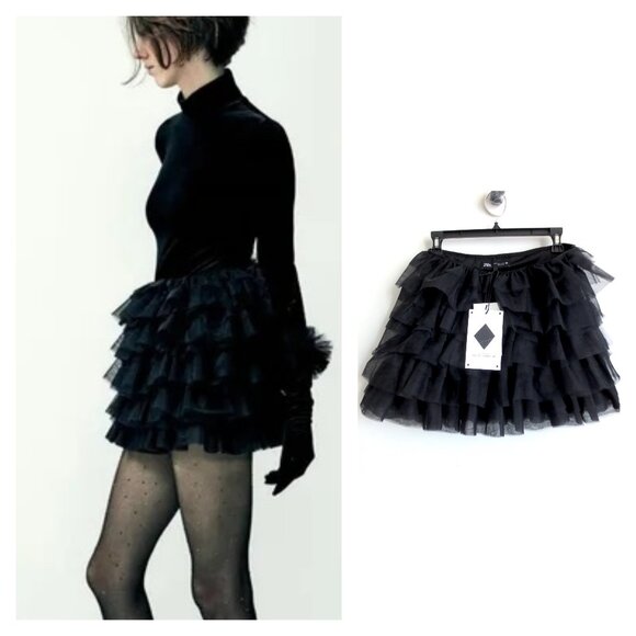 NWT ZARA TRF COLLECTION TULLE MINI SKIRT 4772/505 - Picture 1 of 10
